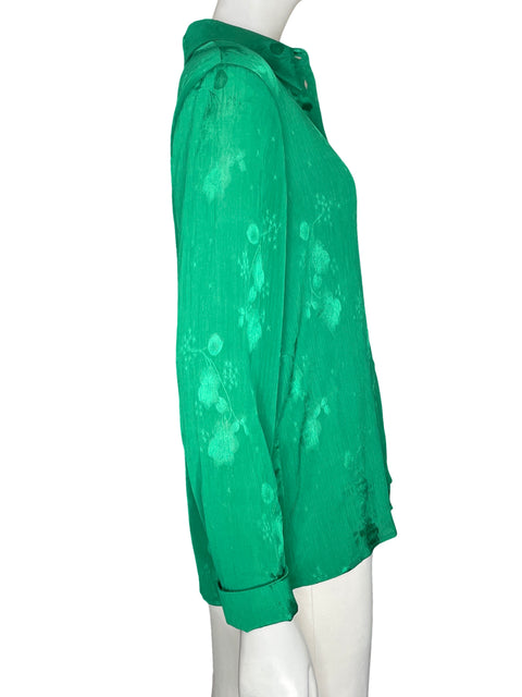 Blusa Zara Manga larga Satinado Verde - Talla XS