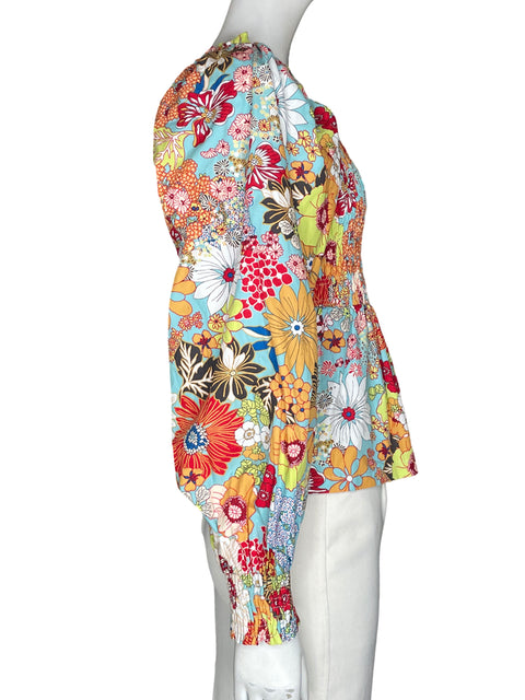 Blusa Listicle Mangas abullonadas Azul - Talla S