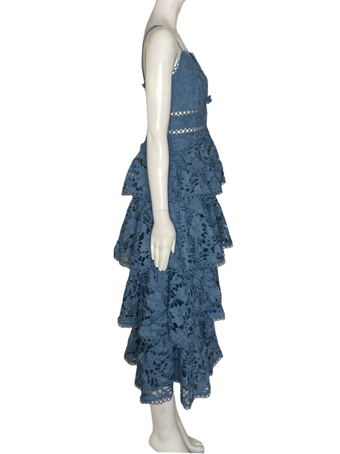 Vestido Just Me Tiras Ruchas Azul - Talla S