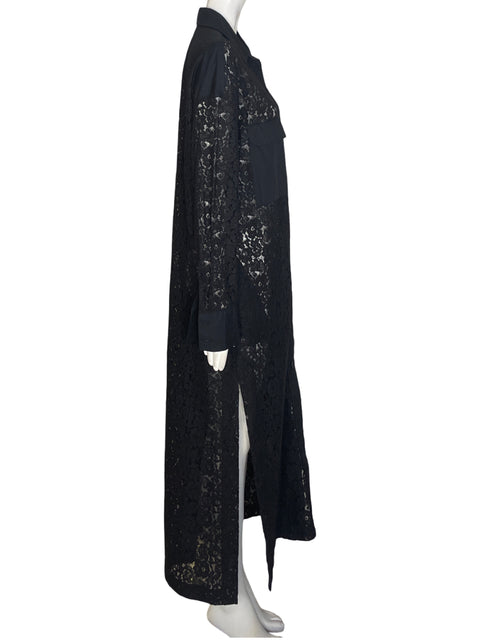Vestido Zara Troquelado Tejido Negro - Talla L