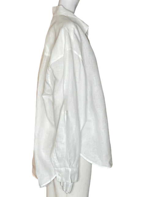Camisa Babaton de Lino Botones Manga larga Blanco - Talla M