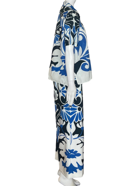 Conjunto Zara Estampado Pantalón/camisa Blanco - Talla L