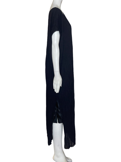 Vestido Tesoro Tps Liso Cuello v Negro - Talla U