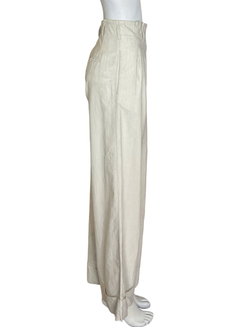 Pantalón Roberto Rodriguez de Algodón Recto Wide-leg Beige - Talla 2