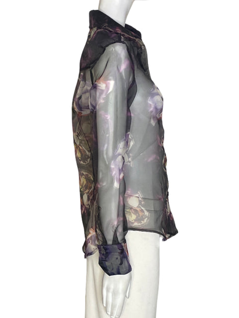 Camisa Daisy Shely Transparente Estampado Negro - Talla S