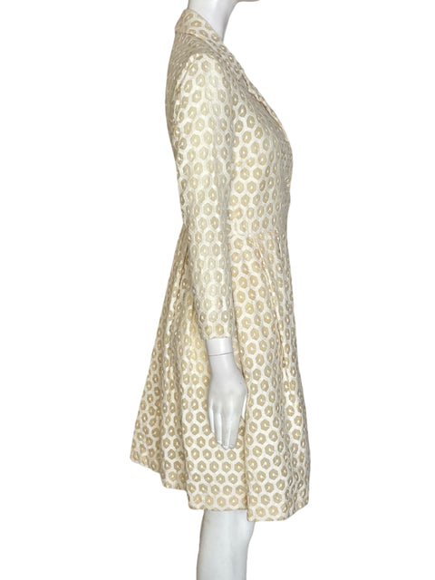Vestido Giam Battista Valli de Algodón Estampado Midi Beige - Talla S