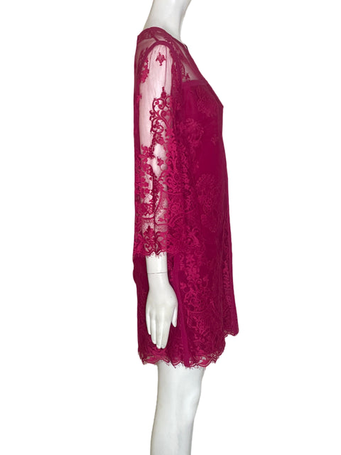 Vestido Elie Saab Encaje Midi Rosado - Talla 40