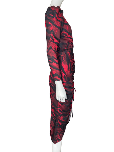 Vestido Ina Cuello v Estampado Rojo - Talla S