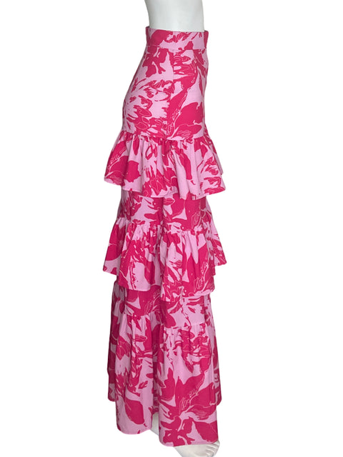 Falda Nylon Aparrel Estampado Floral Rosado - Talla S