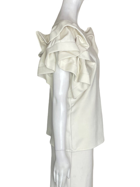 Blusa Adriana Capasso Ruchas Liso Blanco - Talla M