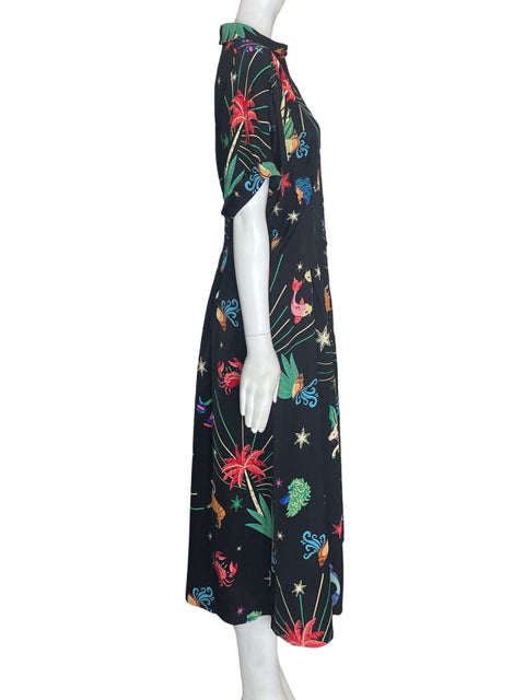 Vestido Milk & Honey Estampado Maxi Negro - Talla M