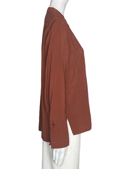 Camisa Zara Cuello redondo Manga larga Marrón - Talla XS