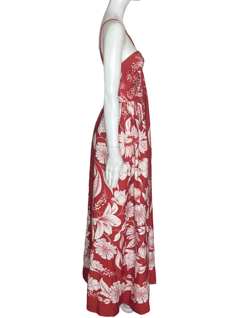 Vestido Farm de Algodón Estampado Floral Rojo - Talla S
