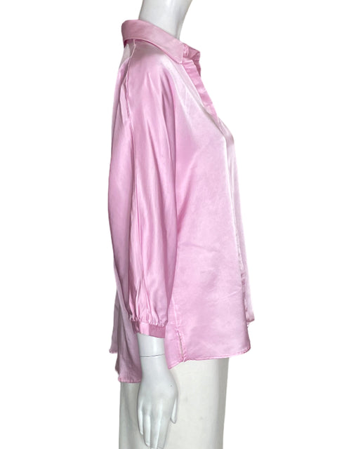 Blusa Zara Satinado Manga larga Rosado - Talla M