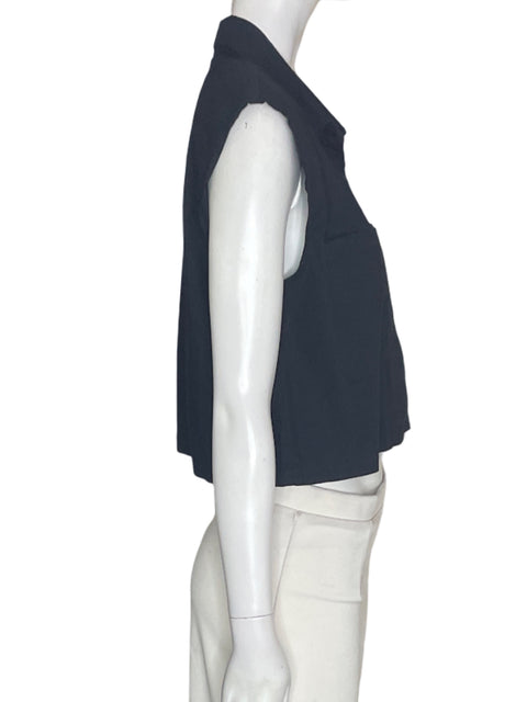 Blusa Pistola de Algodón Sin mangas Botones Negro - Talla S