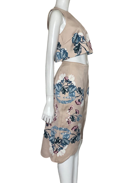 Conjunto Keepsake The Label Crop Top Y Falda Lápiz Estampado Rosado - Talla S