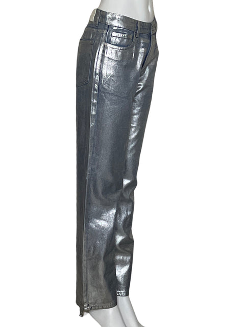 Pantalón Jaspal Metalizado de Algodón Plateado - Talla 27