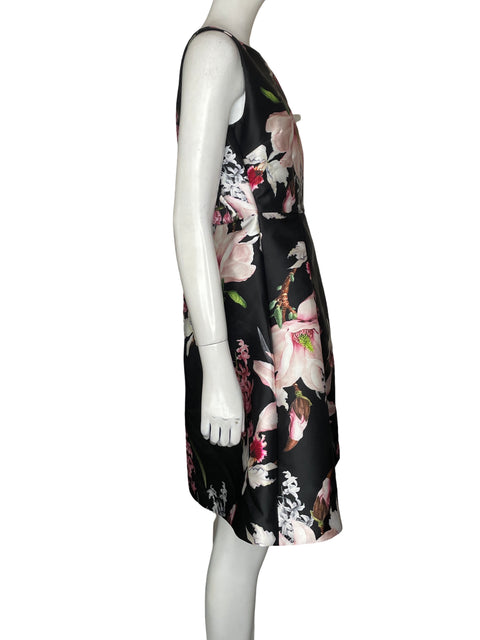 Vestido De Fiesta Dennise Lamore Midi Estampado Floral Negro - Talla M