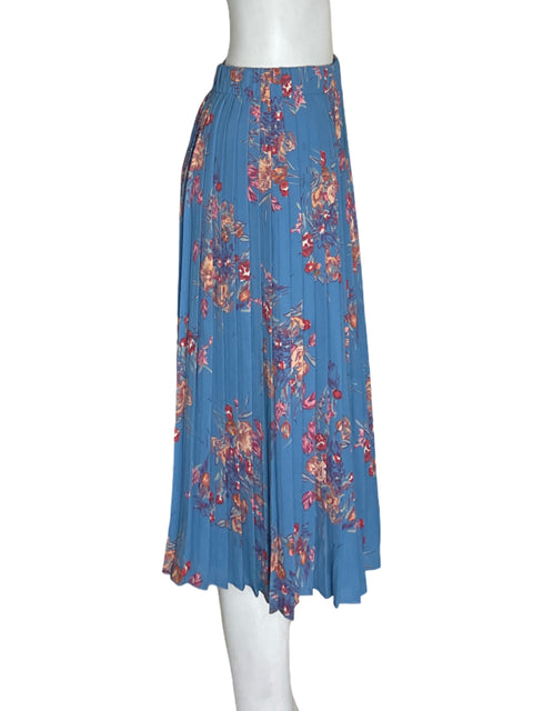Falda Zara Plisado Estampado Azul - Talla S