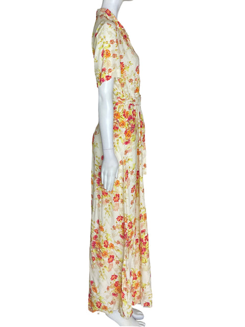 Vestido Zara Estampado Floral Naranja - Talla S