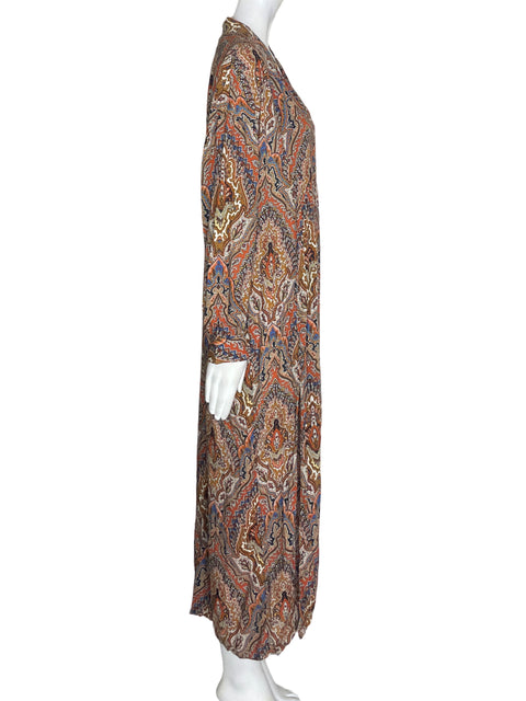 Vestido Zara Cuello v Maxi Marrón - Talla XS