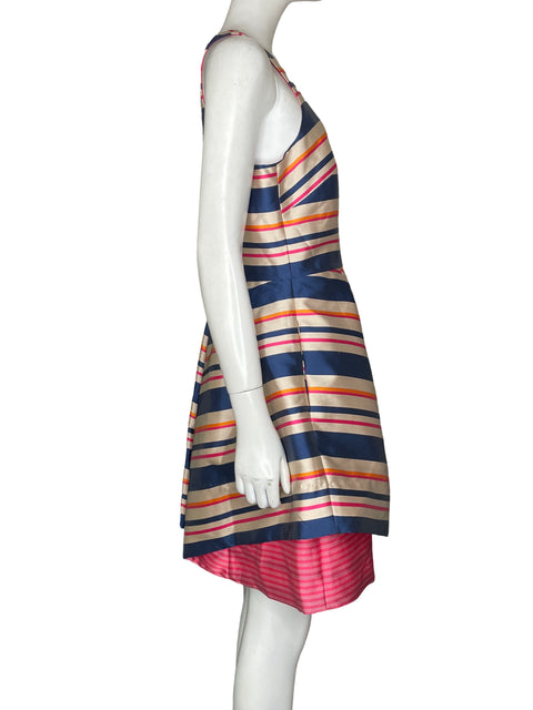 Vestido De Fiesta Nicci Stripe Twill Fit Halter Rayas Azul - Talla 8