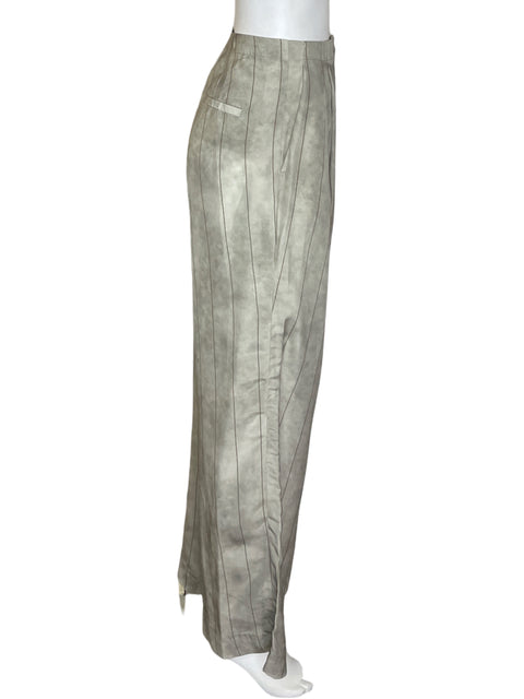 Pantalón Massimo Dutti Rayas Satinado Beige - Talla 6