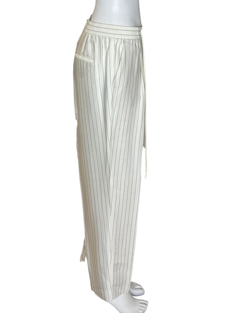 Pantalón Massimo Dutti Rayas Elastico Blanco - Talla 8