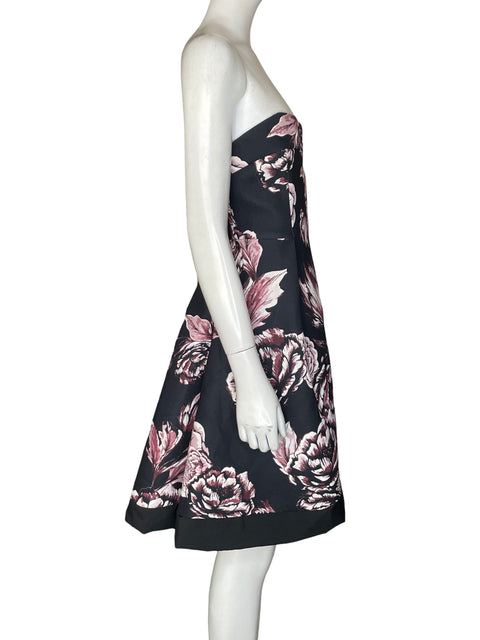 Vestido Keepsake Strapless Estampado Floral Negro - Talla XL