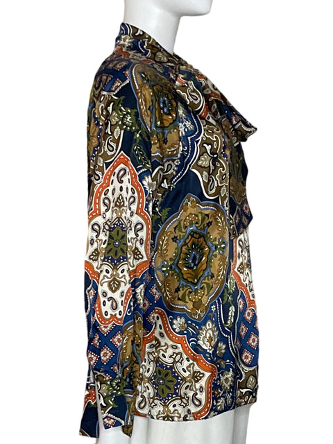 Blusa Luisa Spagnoli Estampado Lazo de Seda Azul - Talla S