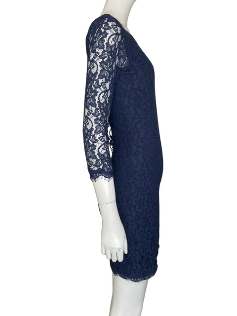 Vestido Diane Von Furstenberg Midi Encaje Azul - Talla 2
