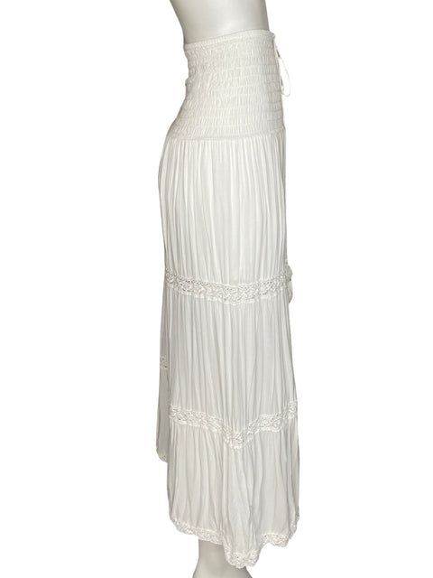 Falda Le Sarte Del Sole de Viscosa Maxi Fluido Blanco - Talla M