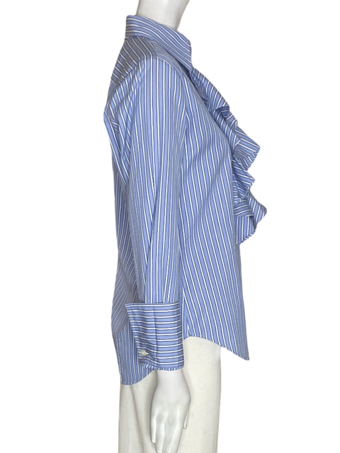 Blusa Ralph Lauren de Algodón Ruchas Manga larga Azul - Talla 8