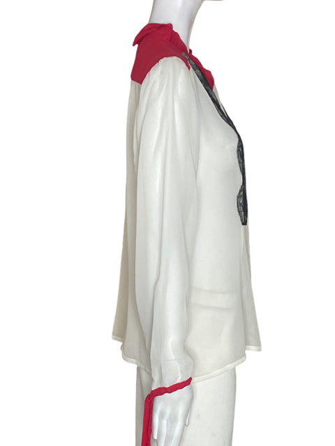 Camisa Amelia Toro de Seda Encaje Manga larga Blanco - Talla 8