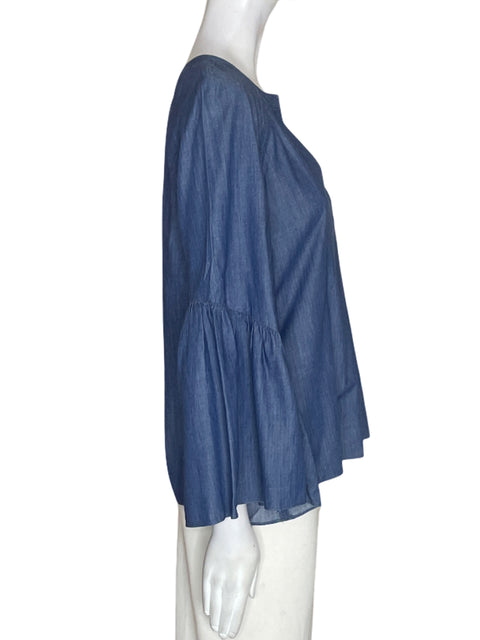 Blusa Bcbg Maxazria Manga larga Cuello v Azul - Talla XS