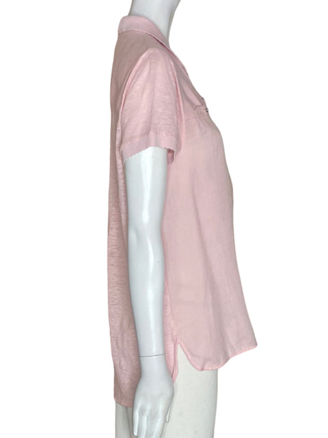 Blusa Adolfo Dominguez de Algodón Manga corta Bolsillo Rosado - Talla S