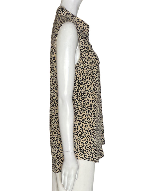 Blusa Equipment de Seda Animal print Sin mangas Beige - Talla S