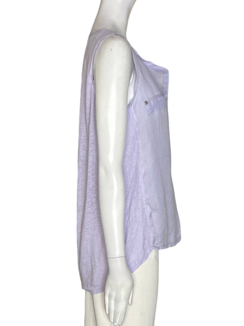 Blusa Adolfo Dominguez de Lino Suelto Sin mangas Morado - Talla 38