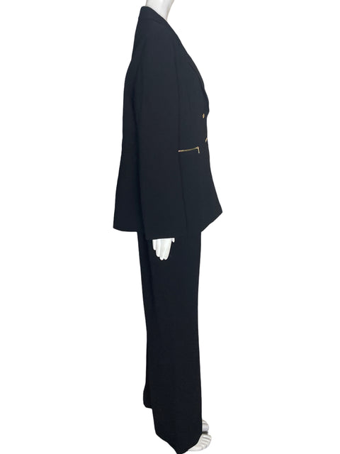 Conjunto Tahari Pantalón/blazer Liso Negro - Talla 16