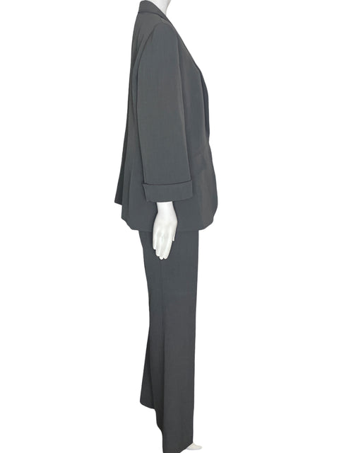 Conjunto Tahari Pantalón/blazer Abierto Gris - Talla 16