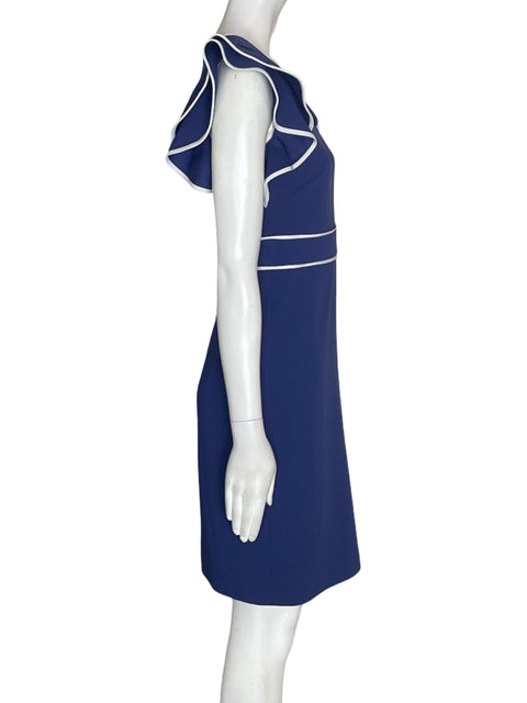 Vestido Tommy Hilfiger Ruchas Liso Azul - Talla 2
