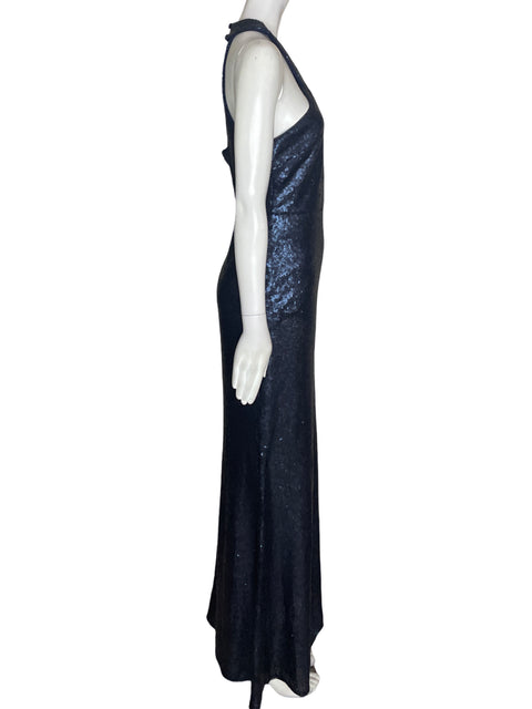 Vestido De Fiesta Aqua Formal Halter Maxi Azul - Talla S