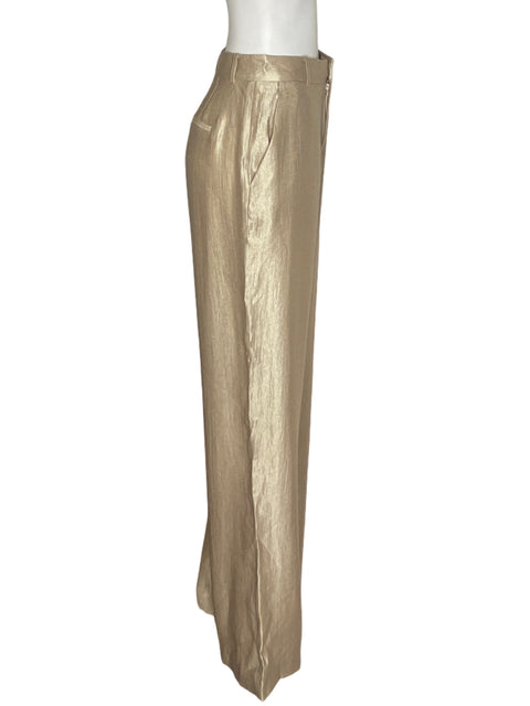 Pantalón Studio F Recto Wide-leg Dorado - Talla 6