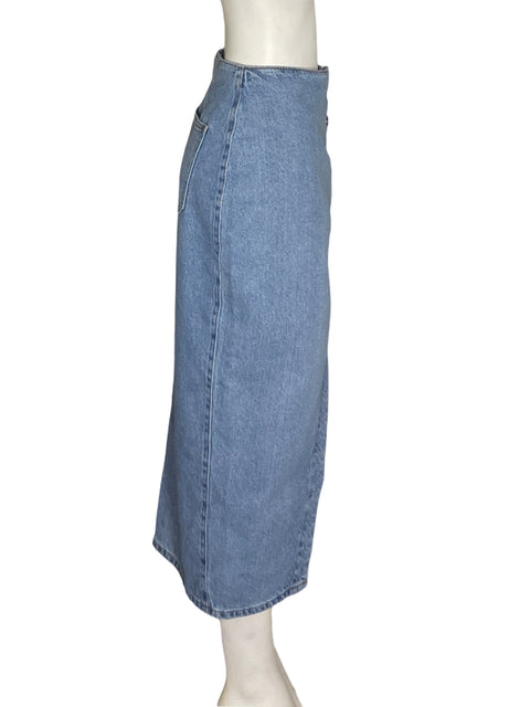 Falda Zara Botones Abierta Azul - Talla XS