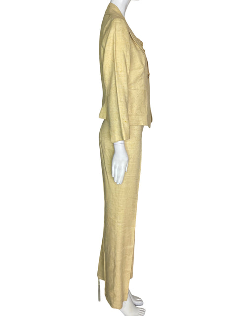 Conjunto Zara de Lino Pantalón/blazer Manga larga Beige - Talla 8