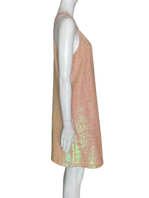 Vestido C.luce Lentejuelas Tiras Rosado - Talla M