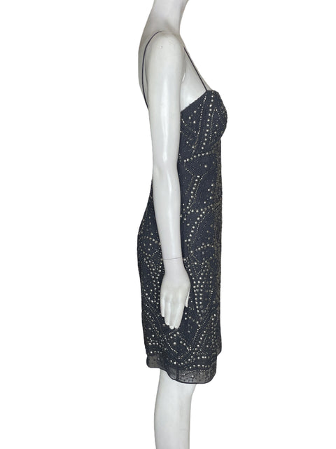 Vestido Aidan Mattox Tiras Tachuelas Negro - Talla 8