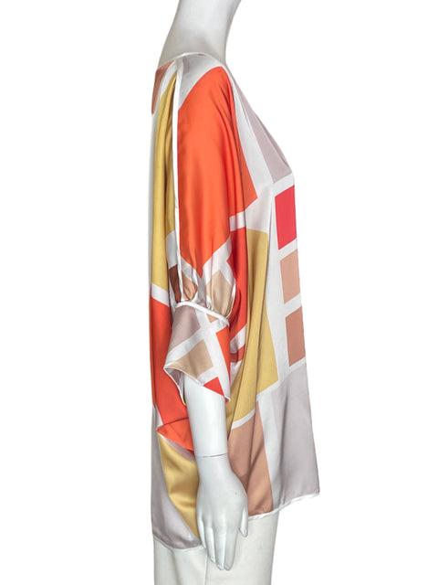 Blusa Rebeca Rojas Cuello v Estampado Naranja - Talla 8
