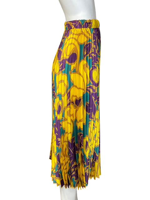Falda Vicolo Plisado Estampado Amarillo - Talla U