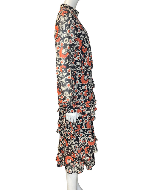 Vestido Saloni de Seda Isa ruffle Naranja - Talla 12